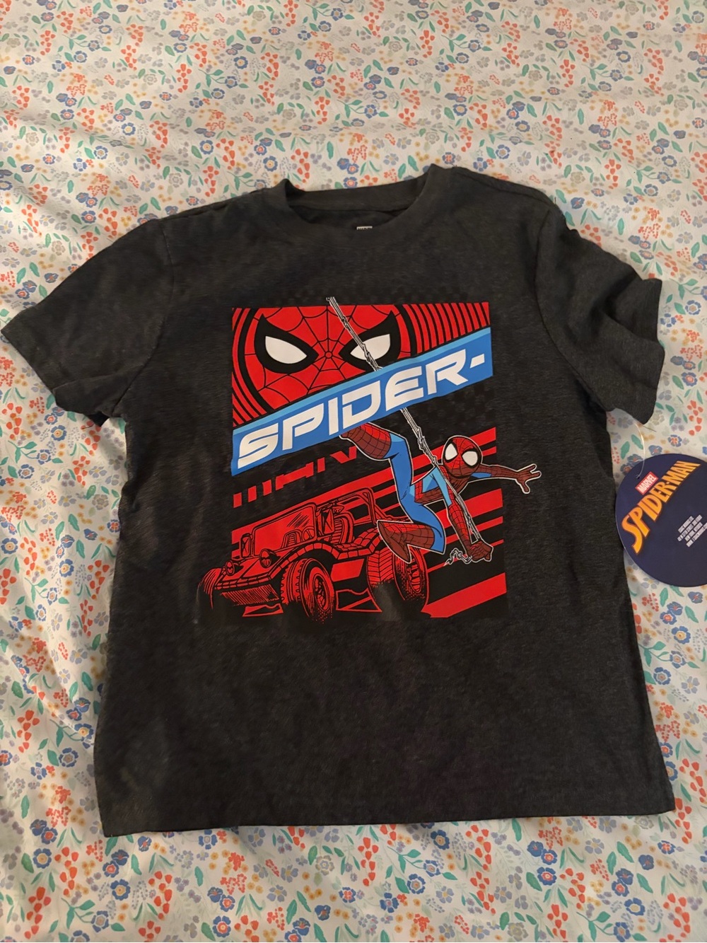 Marvel Spider-Man Graphic Tee - Dark Gray with Red & Blue